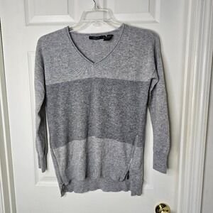 LUSSO‎ Cashmere grey long sleeve sweater zip accents womens pullover M
